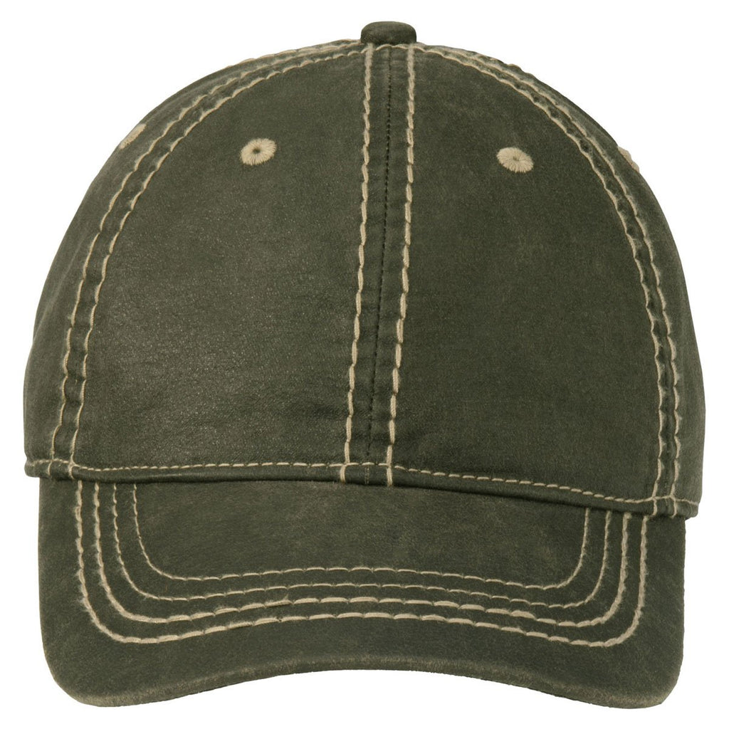 Port Authority Olive Pigment Print Distressed Cap