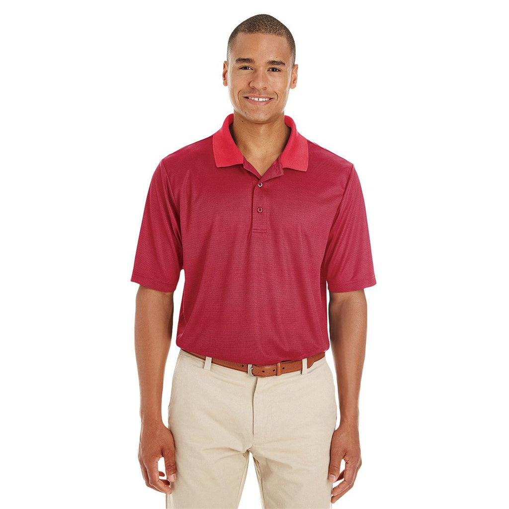 Core 365 Men's Classic Red/Carbon Express Microstripe Performance Pique Polo