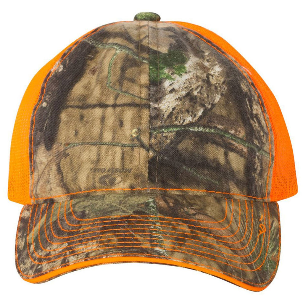 Outdoor Cap Mossy Oak Country/Neon Orange Washed Brushed Mesh Cap