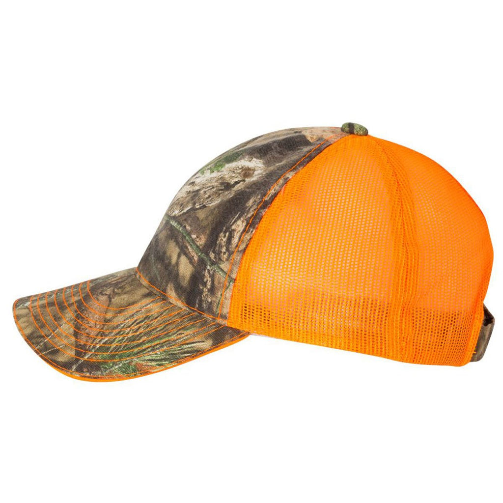 Outdoor Cap Mossy Oak Country/Neon Orange Washed Brushed Mesh Cap