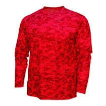 BAW Men's Red Xtreme Tek Digital Camo Long Sleeve Shirt