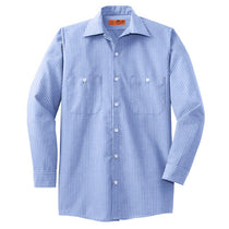 Red Kap Men's Blue/White Long Sleeve Striped Industrial Work Shirt