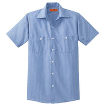 Red Kap Men's Blue/White Short Sleeve Striped Industrial Work Shirt
