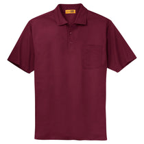 CornerStone Men's Burgundy Industrial Pocket Pique Polo