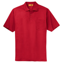 CornerStone Men's Red Industrial Pocket Pique Polo