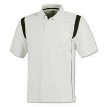 BAW Men's White/Dark Green White Rib Shoulder Cool Tek Polo