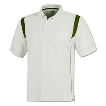 BAW Men's White/Kelly White Rib Shoulder Cool Tek Polo