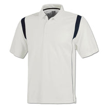 BAW Men's White/Navy White Rib Shoulder Cool Tek Polo