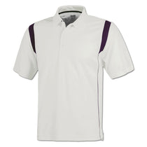 BAW Men's White/Purple White Rib Shoulder Cool Tek Polo