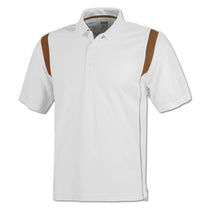 BAW Men's White/Texas Orange White Rib Shoulder Cool Tek Polo