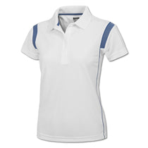 BAW Women's White/Columbian Blue White Rib Shoulder Cool Tek Polo