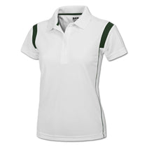BAW Women's White/Dark Green White Rib Shoulder Cool Tek Polo