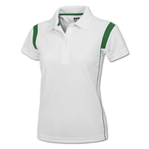 BAW Women's White/Kelly White Rib Shoulder Cool Tek Polo