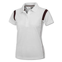BAW Women's White/Maroon White Rib Shoulder Cool Tek Polo