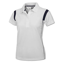 BAW Women's White/Navy White Rib Shoulder Cool Tek Polo