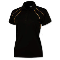 BAW Women's Black/Gold Dual Line Cool-Tek Polo