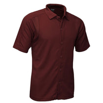 BAW Men's Maroon Full Button Cool Tek Polo