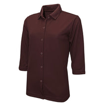 BAW Women's Maroon Full Button Cool Tek Polo