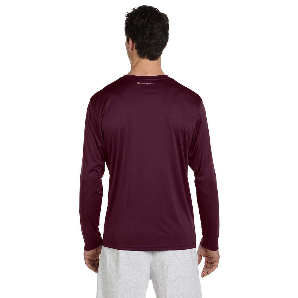 Champion Men's Double Dry Maroon L/S Performance T-Shirt
