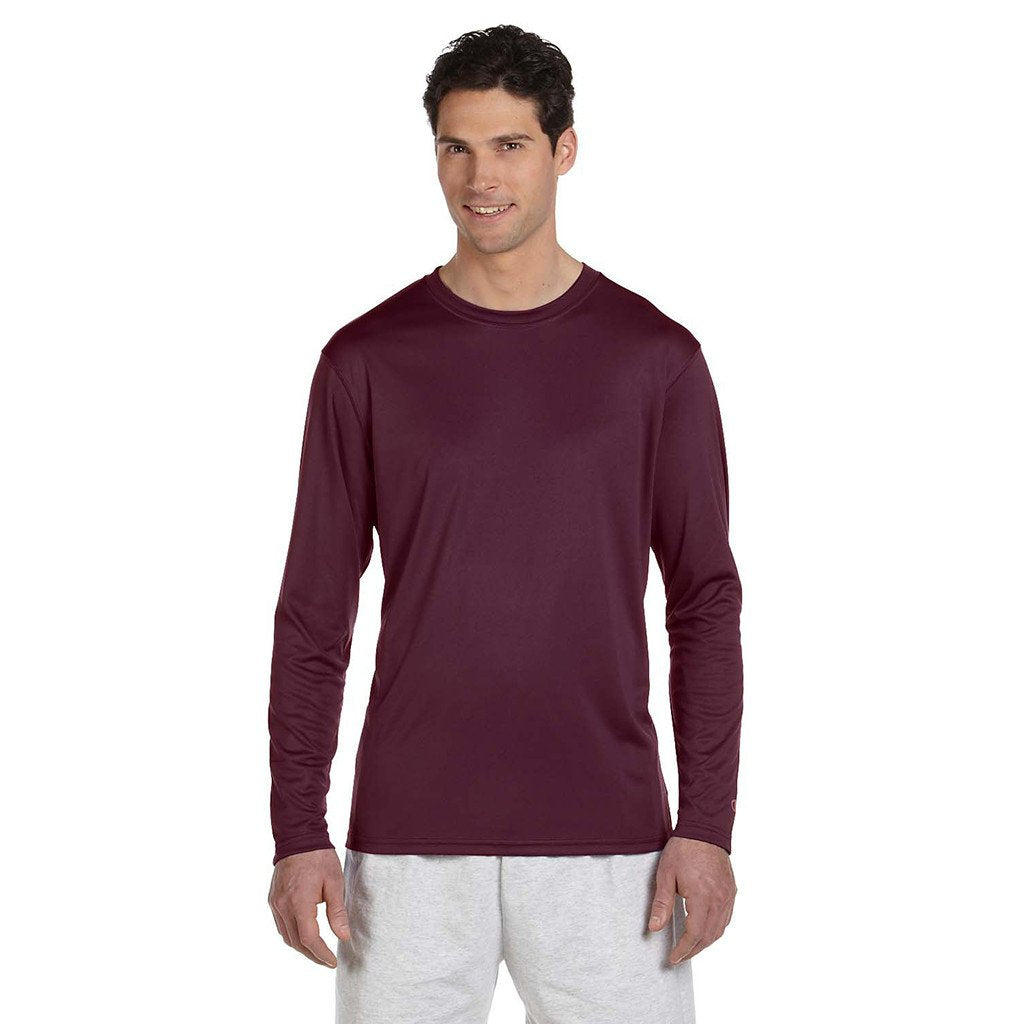Champion Men's Double Dry Maroon L/S Performance T-Shirt