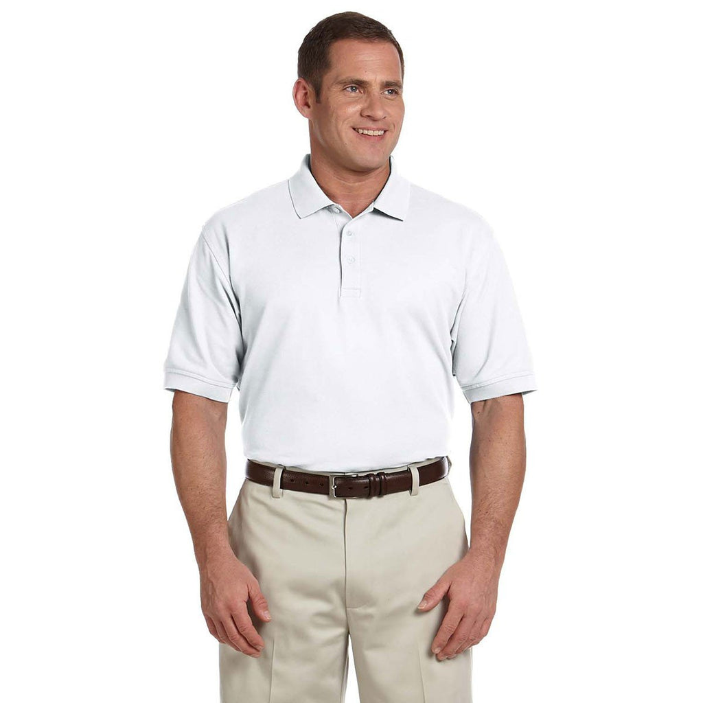 Devon & Jones Men's White Tall Pima Pique Short-Sleeve Polo