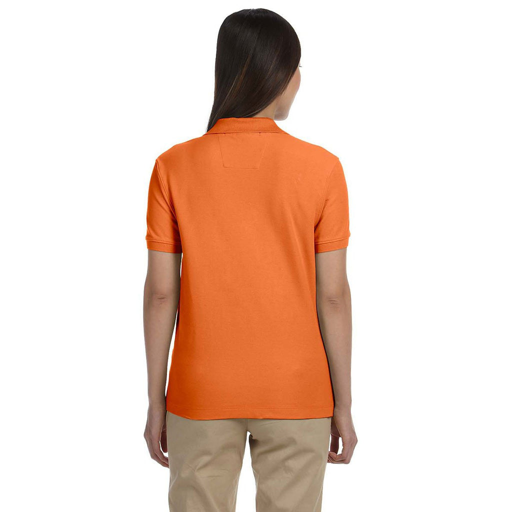 Devon & Jones Women's Deep Orange Pima Pique Short-Sleeve Y-Collar Polo