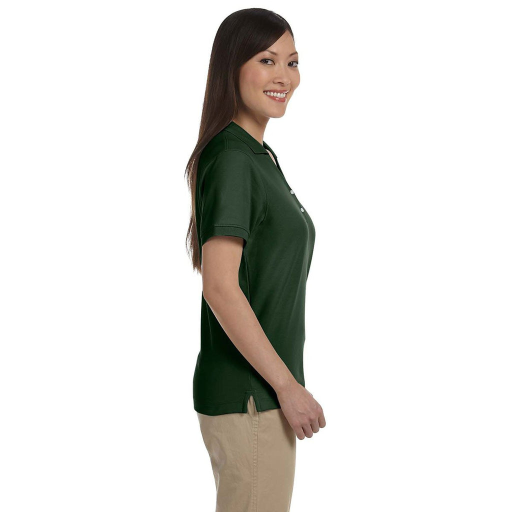 Devon & Jones Women's Forest Pima Pique Short-Sleeve Y-Collar Polo
