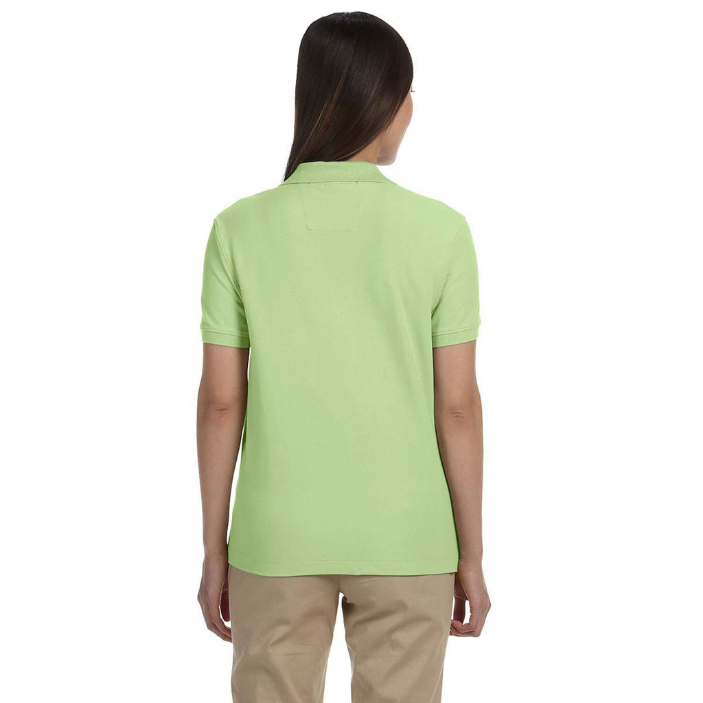 Devon & Jones Women's Lime Pima Pique Short-Sleeve Y-Collar Polo