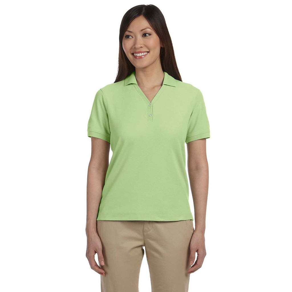 Devon & Jones Women's Lime Pima Pique Short-Sleeve Y-Collar Polo