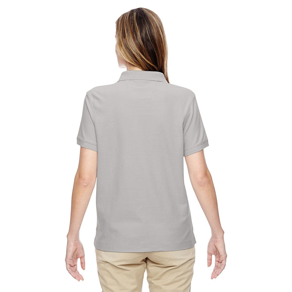 Devon & Jones Women's Silver Pima Pique Short-Sleeve Y-Collar Polo