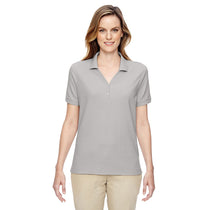 Devon & Jones Women's Silver Pima Pique Short-Sleeve Y-Collar Polo