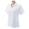 Devon & Jones Women's White Pima Pique Short-Sleeve Y-Collar Polo