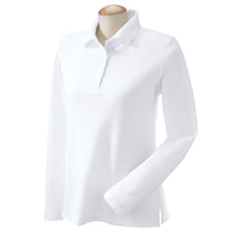 Devon & Jones Women's White Pima Pique Long-Sleeve Polo