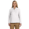 Devon & Jones Women's White Pima Pique Long-Sleeve Polo