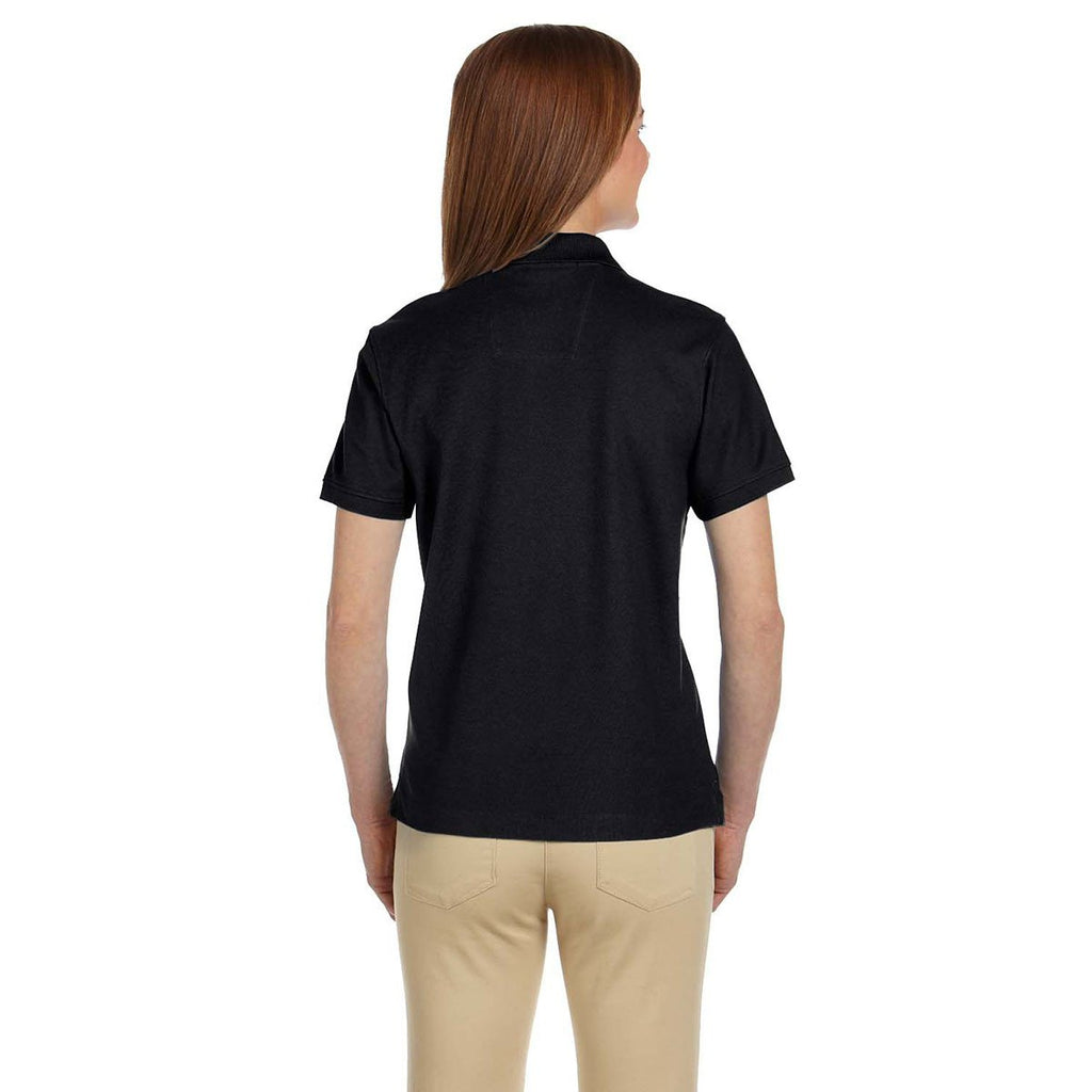 Devon & Jones Women's Black Pima Pique Short-Sleeve Polo
