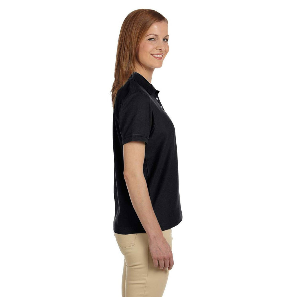 Devon & Jones Women's Black Pima Pique Short-Sleeve Polo