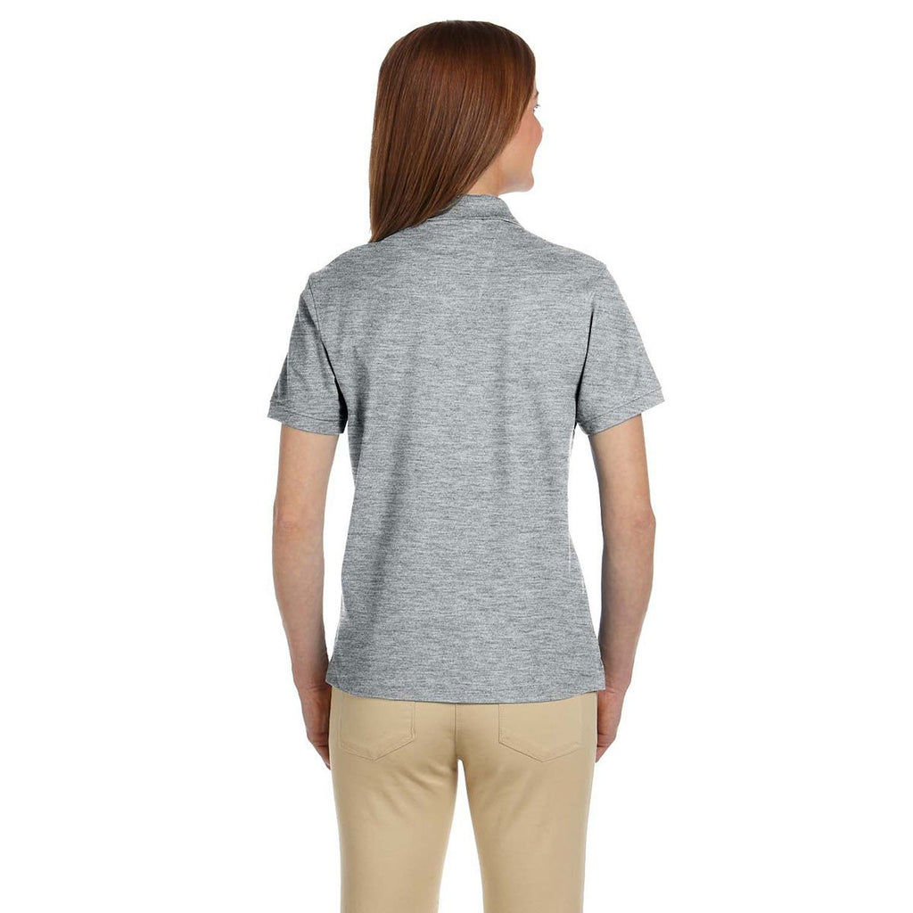 Devon & Jones Women's Grey Heather Pima Pique Short-Sleeve Polo