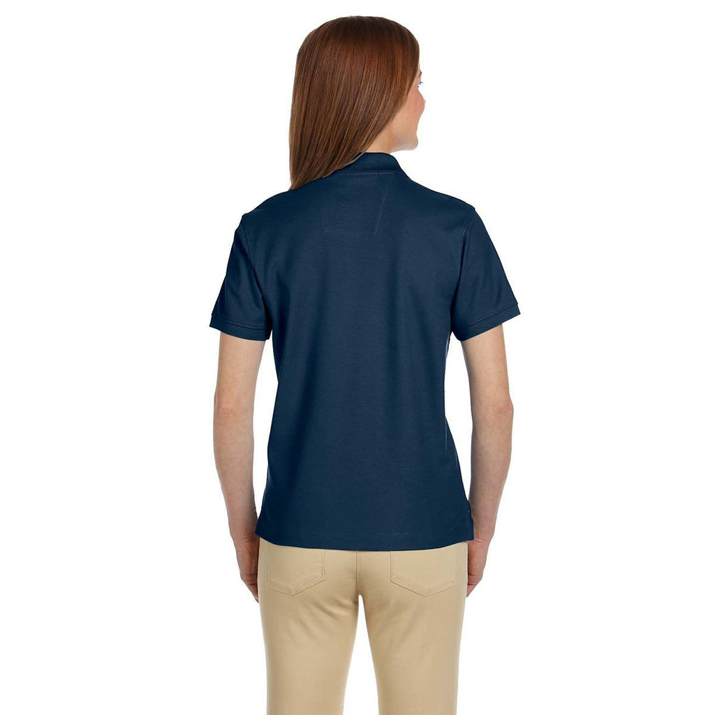 Devon & Jones Women's Navy Pima Pique Short-Sleeve Polo