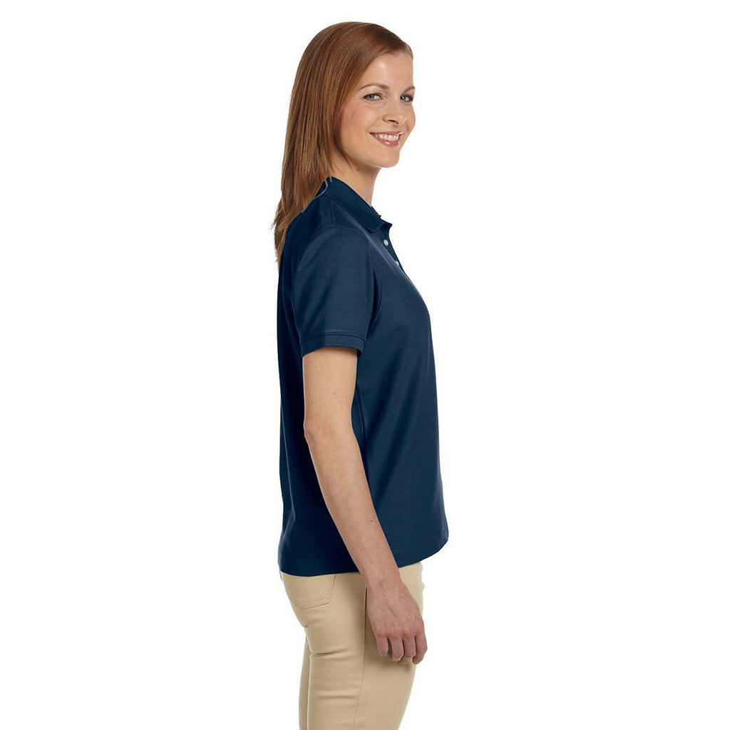 Devon & Jones Women's Navy Pima Pique Short-Sleeve Polo