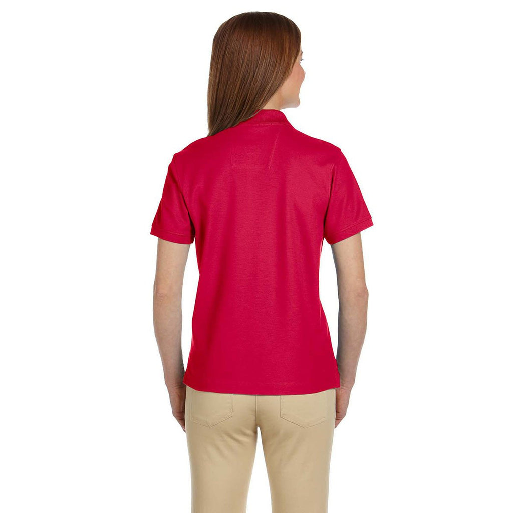 Devon & Jones Women's Red Pima Pique Short-Sleeve Polo