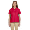 Devon & Jones Women's Red Pima Pique Short-Sleeve Polo