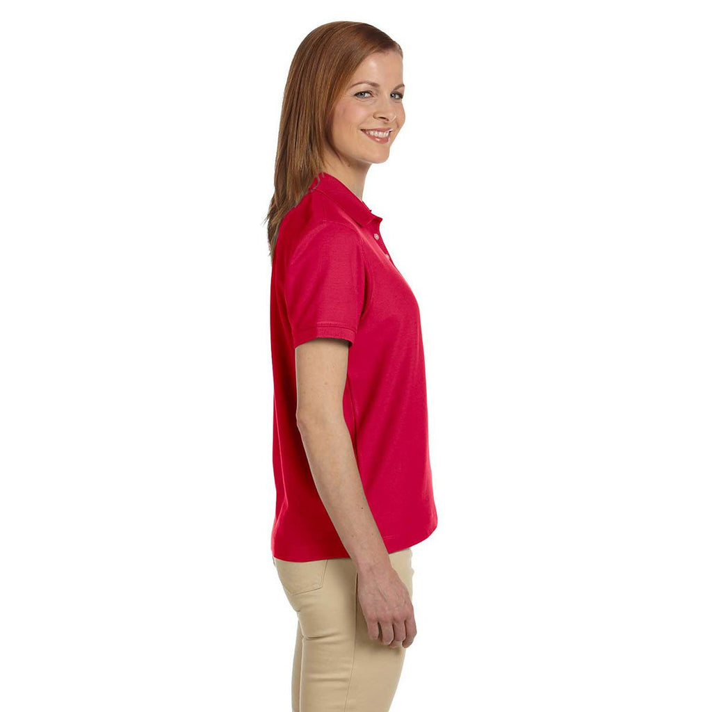 Devon & Jones Women's Red Pima Pique Short-Sleeve Polo