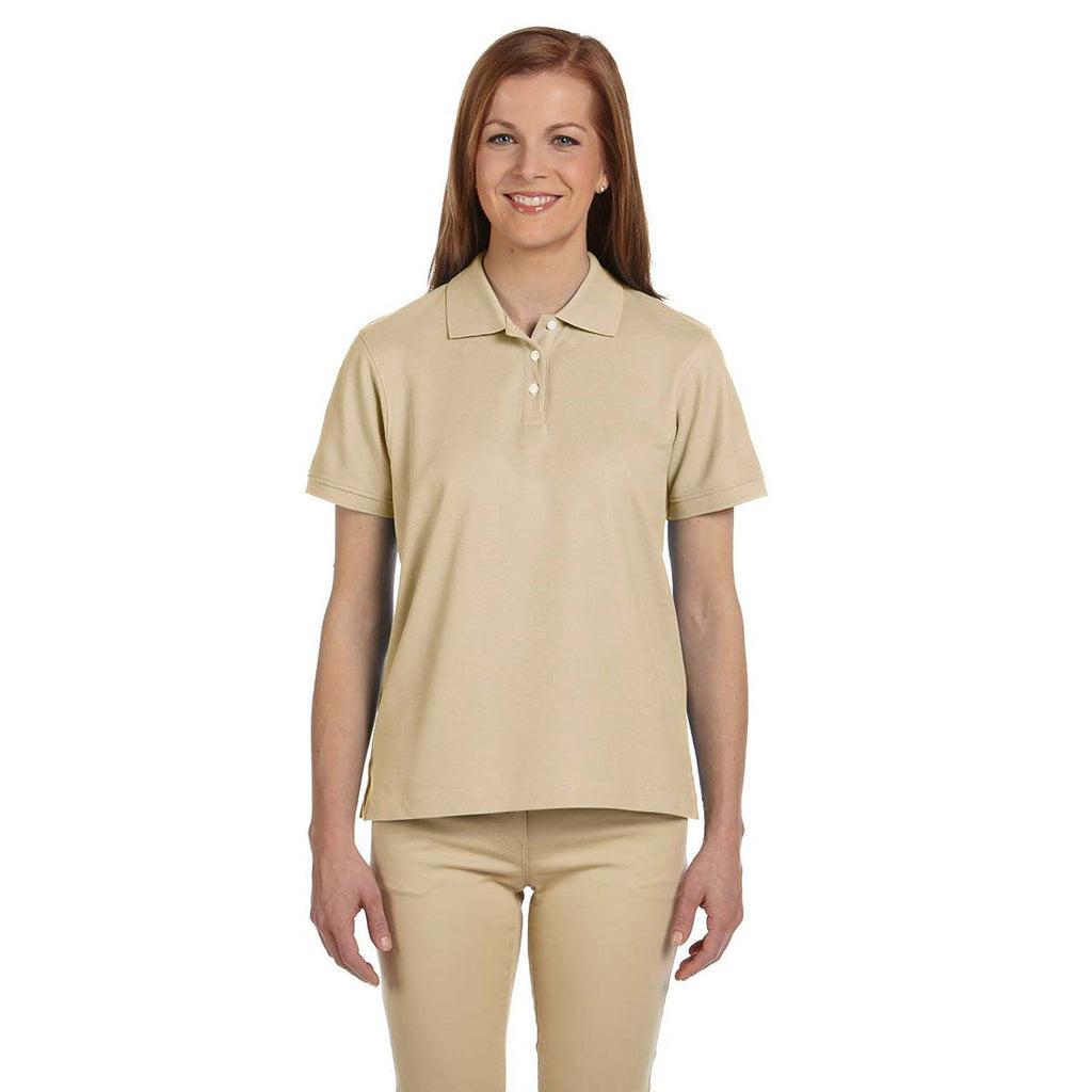 Devon & Jones Women's Stone Pima Pique Short-Sleeve Polo