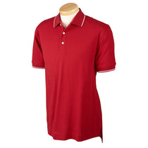 Devon & Jones Men's Red/White Pima Pique Short-Sleeve Tipped Polo