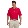 Devon & Jones Men's Red/White Pima Pique Short-Sleeve Tipped Polo