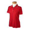 Devon & Jones Women's Red/White Pima Pique Short-Sleeve Tipped Polo