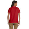Devon & Jones Women's Red/White Pima Pique Short-Sleeve Tipped Polo