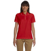 Devon & Jones Women's Red/White Pima Pique Short-Sleeve Tipped Polo