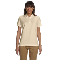 Devon & Jones Women's Stone/White Pima Pique Short-Sleeve Tipped Polo