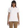 Devon & Jones Women's White/Navy Pima Pique Short-Sleeve Tipped Polo